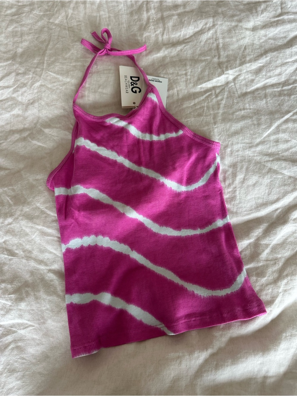 D&G Beachwear Pink Tie-Dye Halter Tank Top